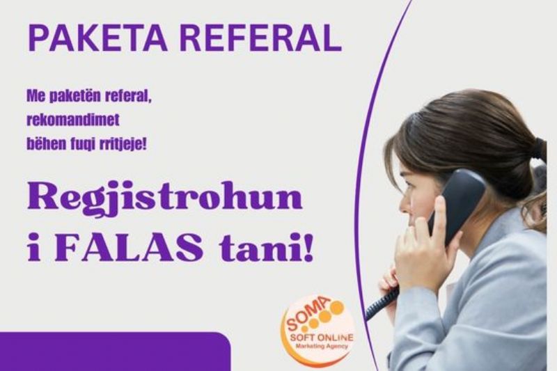 Paketa REFERAL LINK, Regjistro biznesin FALAS në Panairi Online, dhe fito klientë të rinj, Promovim falas në Google  Vizibilitet biznesi online, Klientë të rinj pa kosto, Marketing zero risk, Furnitor me % mbi shitje